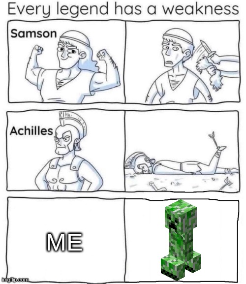 is that you tho | ME | image tagged in every legend has a weakness,minecraft,funny,memes | made w/ Imgflip meme maker