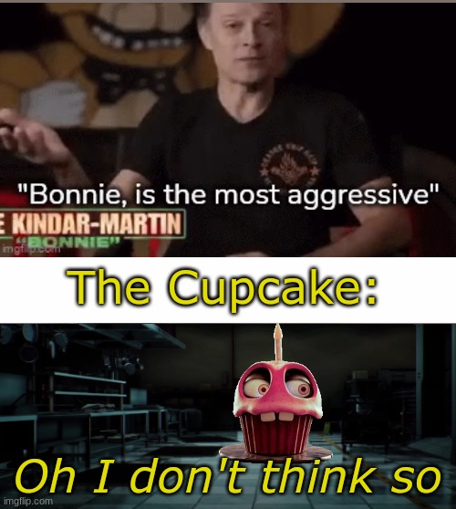 That thing was FERAL in the FNAF Movie | The Cupcake:; Oh I don't think so | image tagged in oh i don't think so,fnaf movie,cupcake,fnaf | made w/ Imgflip meme maker