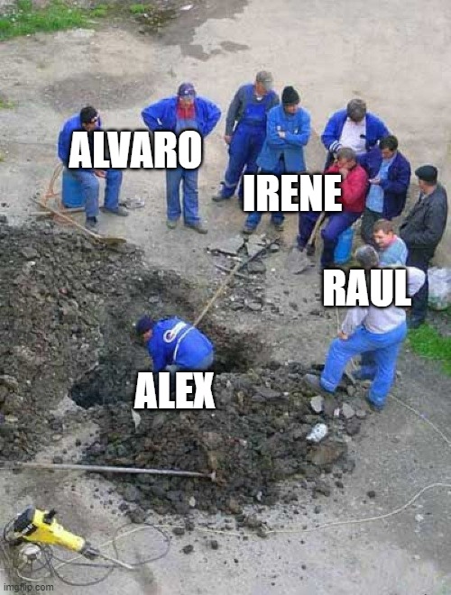 ALVARO; IRENE; RAUL; ALEX | image tagged in monsters | made w/ Imgflip meme maker