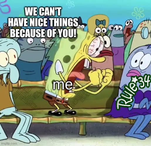 i tried | WE CAN'T HAVE NICE THINGS BECAUSE OF YOU! me | image tagged in sponge bob screaming | made w/ Imgflip meme maker