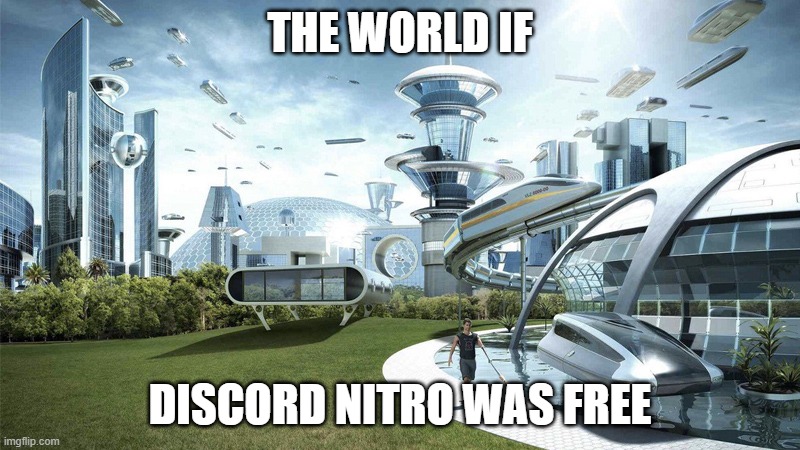 world | THE WORLD IF; DISCORD NITRO WAS FREE | image tagged in the future world if | made w/ Imgflip meme maker