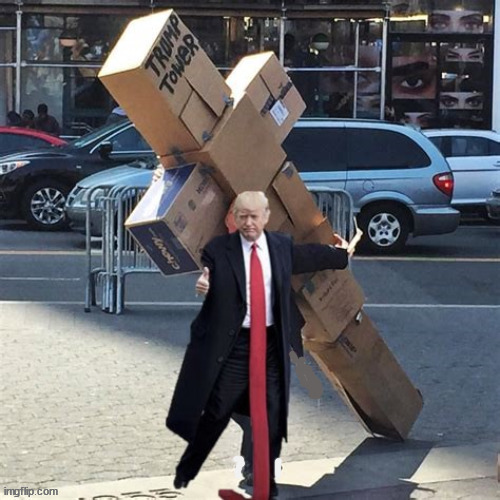 Trump's boxed himself in | image tagged in trump's self crucifixion,trump the victim,trump the martyr,maga,cry baby,fraud | made w/ Imgflip meme maker