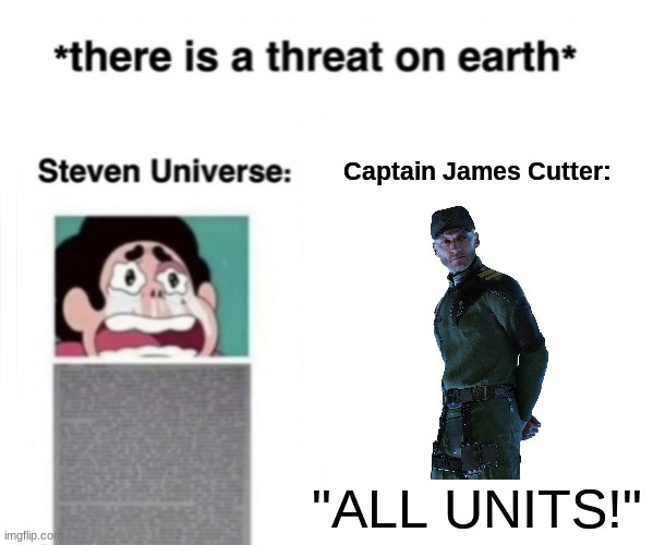 Halo Wars meme | Captain James Cutter:; "ALL UNITS!" | image tagged in there is a threat on earth,gaming,halo | made w/ Imgflip meme maker
