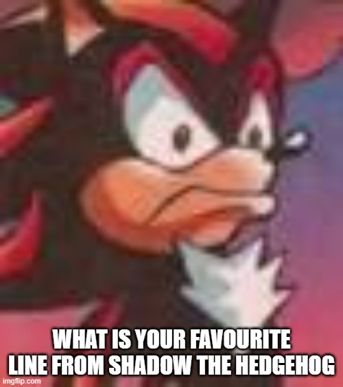 :) | WHAT IS YOUR FAVOURITE LINE FROM SHADOW THE HEDGEHOG | image tagged in shadow the hedgehog | made w/ Imgflip meme maker