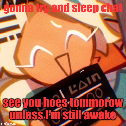 crimnl | gonna try and sleep chat; see you hoes tommorow unless I'm still awake | image tagged in crimnl | made w/ Imgflip meme maker