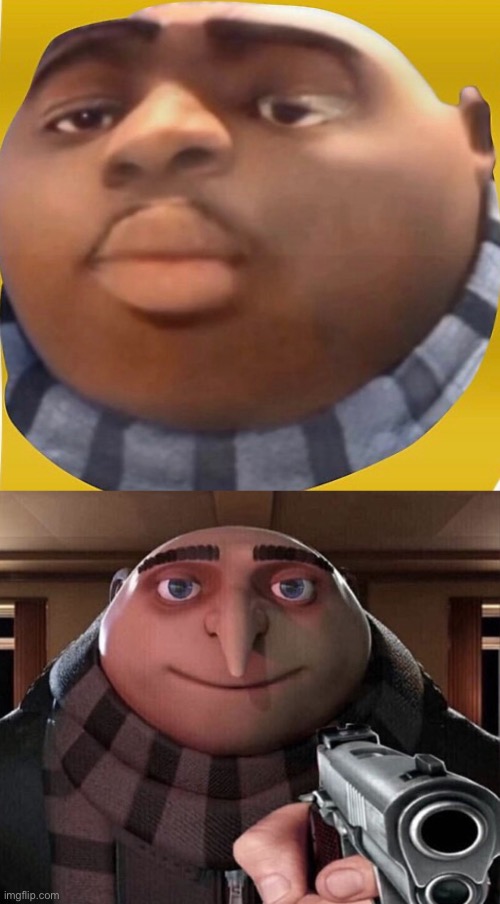 image tagged in gru gun,black,gru,black and white,gru no,you have been eternally cursed for reading the tags | made w/ Imgflip meme maker
