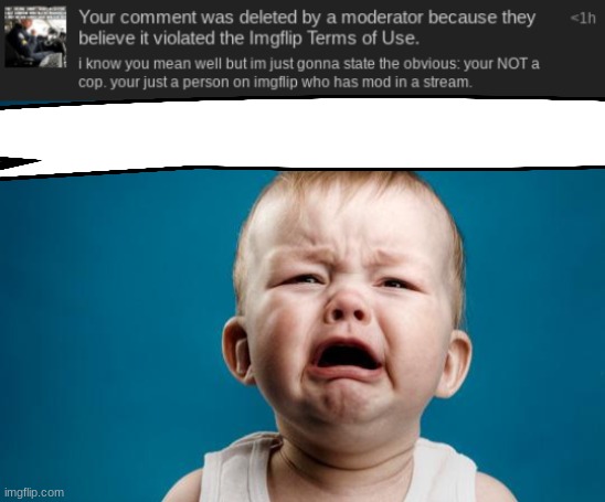 that is some absolutely amazing mod abuse. | image tagged in baby crying | made w/ Imgflip meme maker