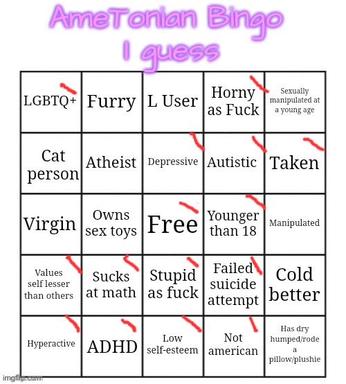 AmeTonian Bingo | image tagged in ametonian bingo | made w/ Imgflip meme maker