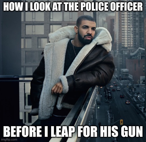 real | HOW I LOOK AT THE POLICE OFFICER; BEFORE I LEAP FOR HIS GUN | image tagged in nostalgia,drake | made w/ Imgflip meme maker