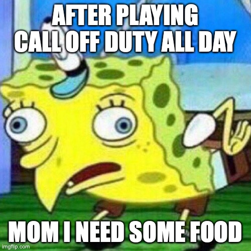 triggerpaul | AFTER PLAYING CALL OFF DUTY ALL DAY; MOM I NEED SOME FOOD | image tagged in triggerpaul | made w/ Imgflip meme maker