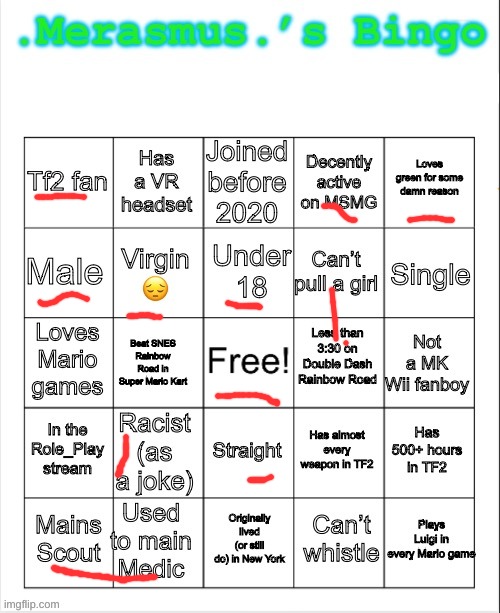 .Merasmus.’s Bingo | image tagged in merasmus s bingo | made w/ Imgflip meme maker