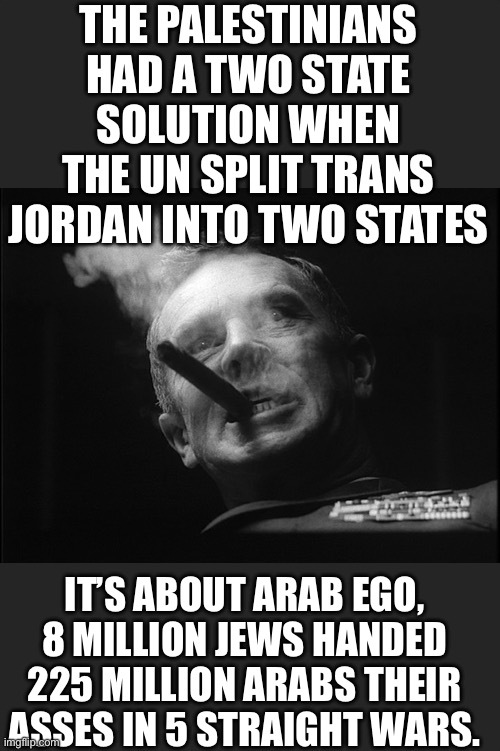 Yep | THE PALESTINIANS HAD A TWO STATE SOLUTION WHEN THE UN SPLIT TRANS JORDAN INTO TWO STATES; IT’S ABOUT ARAB EGO, 8 MILLION JEWS HANDED 225 MILLION ARABS THEIR ASSES IN 5 STRAIGHT WARS. | image tagged in progressives,democrats,hamas | made w/ Imgflip meme maker