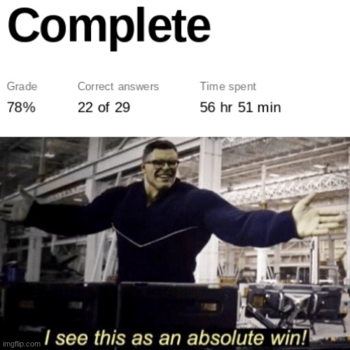 i passed my math homework. nice | image tagged in i see this as an absolute win | made w/ Imgflip meme maker