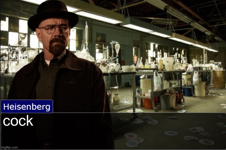 Heisenberg objection template | cock | image tagged in heisenberg objection template | made w/ Imgflip meme maker