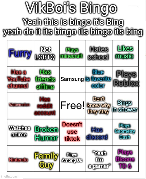 i should've made this a temp like an hour ago | image tagged in viks bingo | made w/ Imgflip meme maker