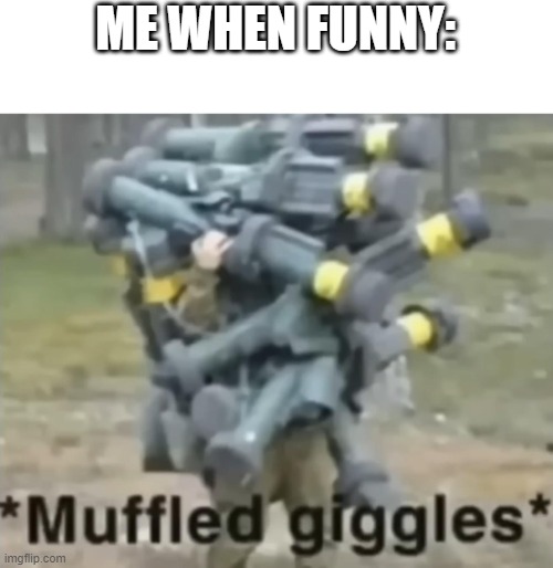 *muffled giggles* | ME WHEN FUNNY: | image tagged in muffled giggles,military humor,memes | made w/ Imgflip meme maker
