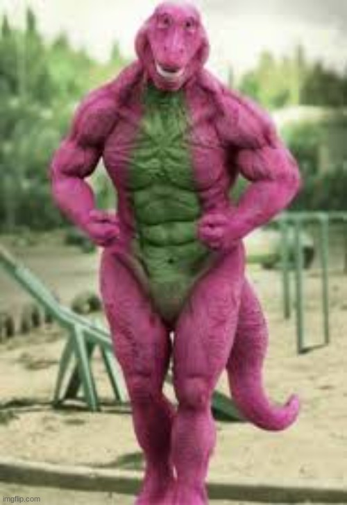 Barney on Steroids | image tagged in cursed image,cursed,fun | made w/ Imgflip meme maker