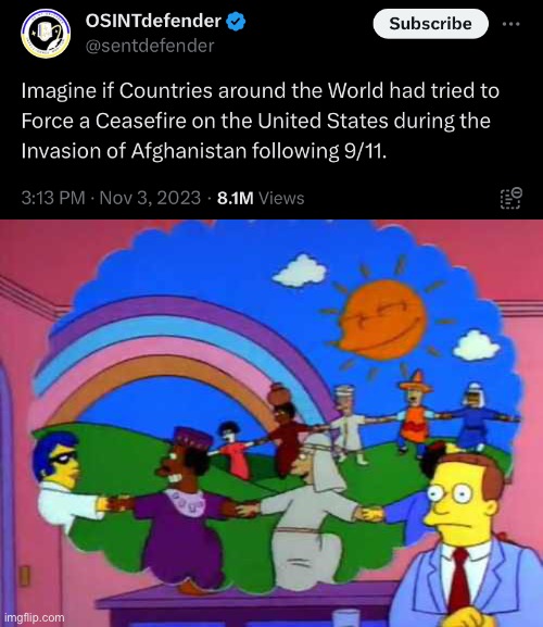 Yes, the world would’ve been a much safer and freer place as a result. Thank you for pointing that out. | image tagged in simpsons world without lawyers,9/11,iraq war,israel,palestine | made w/ Imgflip meme maker