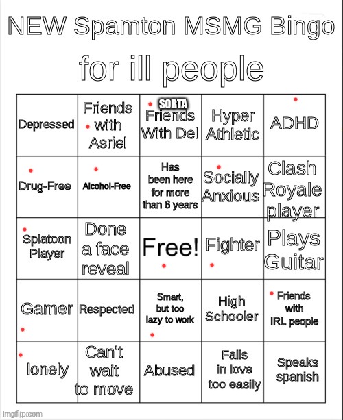 NEW Spamton bingo | SORTA | image tagged in new spamton bingo | made w/ Imgflip meme maker