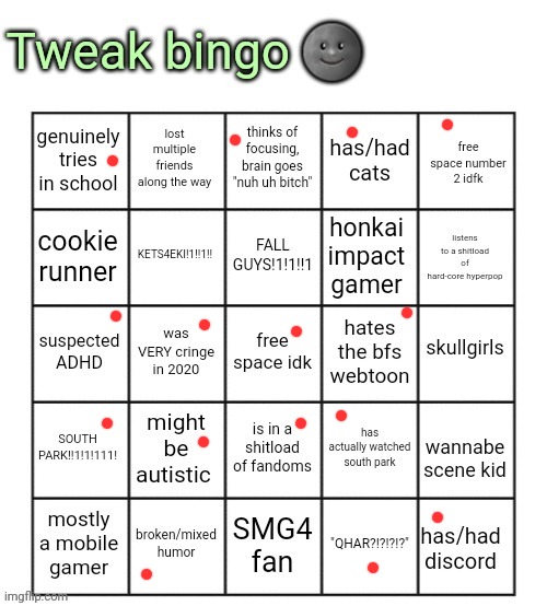 TWEAK BINGO!1!111!1! | image tagged in tweak bingo 1 111 1 | made w/ Imgflip meme maker
