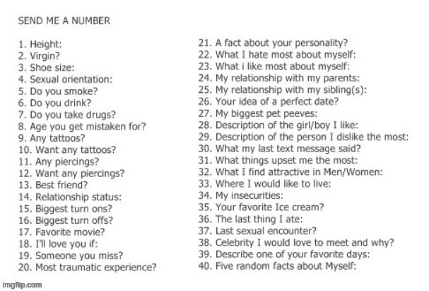 I sent. Facts about myself. Send me a number. Send to или send. What i hate the most text.