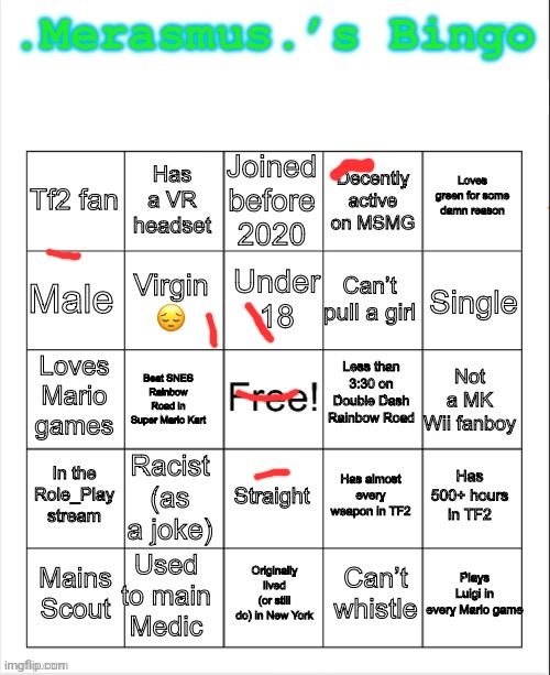 .Merasmus.’s Bingo | image tagged in merasmus s bingo | made w/ Imgflip meme maker