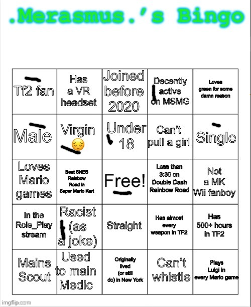 e | image tagged in merasmus s bingo,memes,funny,bingo | made w/ Imgflip meme maker