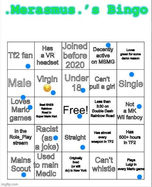 .Merasmus.’s Bingo | image tagged in merasmus s bingo | made w/ Imgflip meme maker