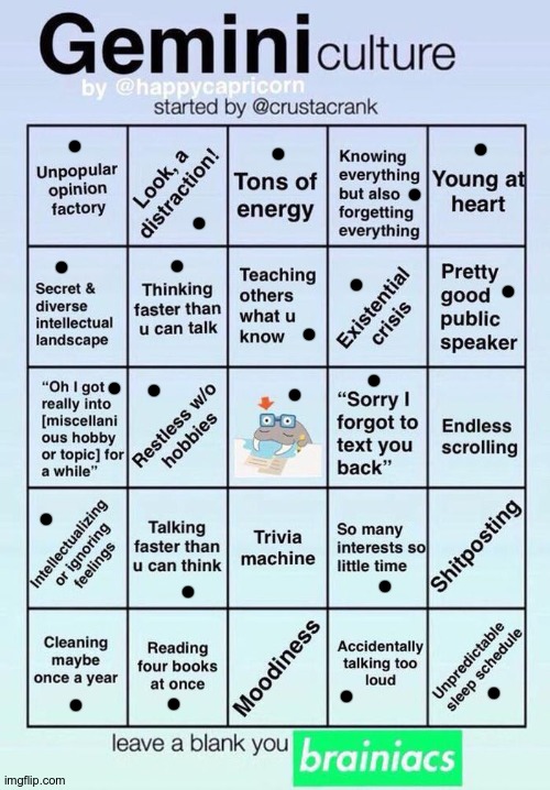 :D | image tagged in gemini bingo,wow,stop reading the tags | made w/ Imgflip meme maker