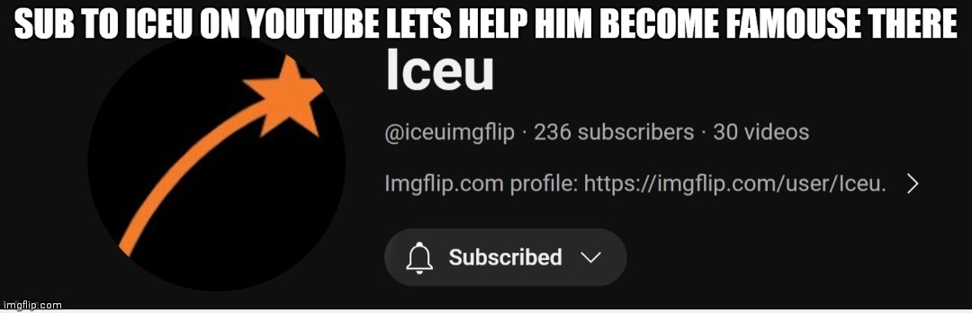 Sub to Iceu on YouTube | image tagged in iceu | made w/ Imgflip meme maker
