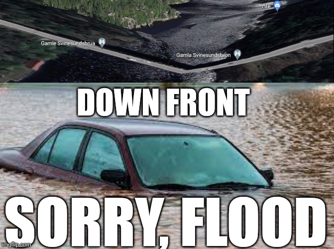 Bridge In Ohio | DOWN FRONT; SORRY, FLOOD | made w/ Imgflip meme maker