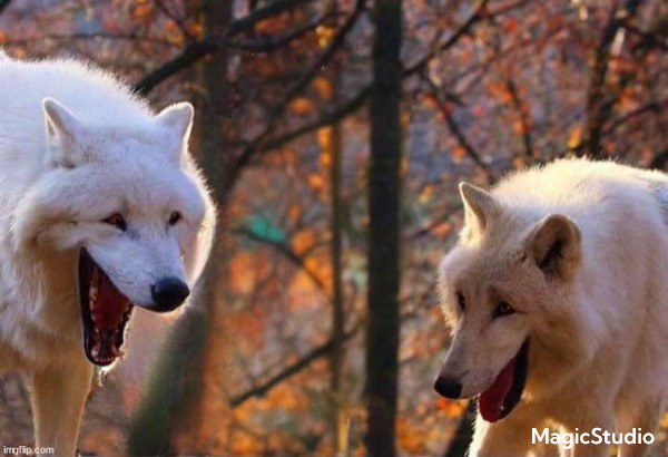 High Quality Two wolves laughing Blank Meme Template