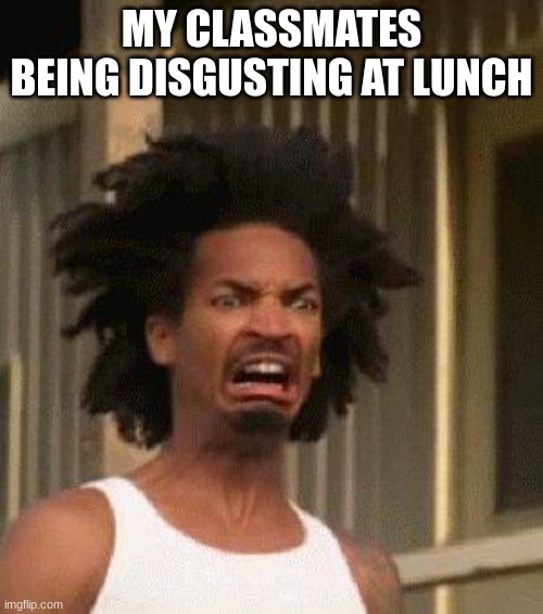 Disgusted Face | MY CLASSMATES BEING DISGUSTING AT LUNCH | image tagged in disgusted face | made w/ Imgflip meme maker