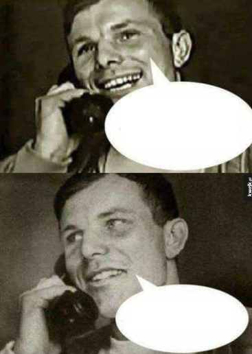 High Quality Gagarin on a phone Blank Meme Template