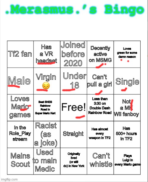 No way I get the bad bingo | image tagged in merasmus s bingo | made w/ Imgflip meme maker