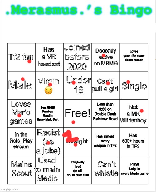 .Merasmus.’s Bingo | image tagged in merasmus s bingo | made w/ Imgflip meme maker