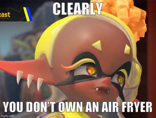 I got this idea from the splatfest dialogue | image tagged in frye clearly you don t own an air fryer | made w/ Imgflip meme maker