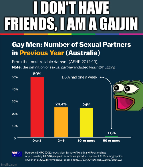 Gaijin | I DON'T HAVE FRIENDS, I AM A GAIJIN | image tagged in homosexuality | made w/ Imgflip meme maker