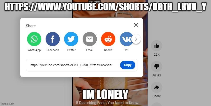 Im lonely | HTTPS://WWW.YOUTUBE.COM/SHORTS/OGTH_LKVU_Y; IM LONELY | image tagged in lonely | made w/ Imgflip meme maker