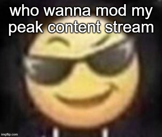 who wanna mod my peak content stream | made w/ Imgflip meme maker