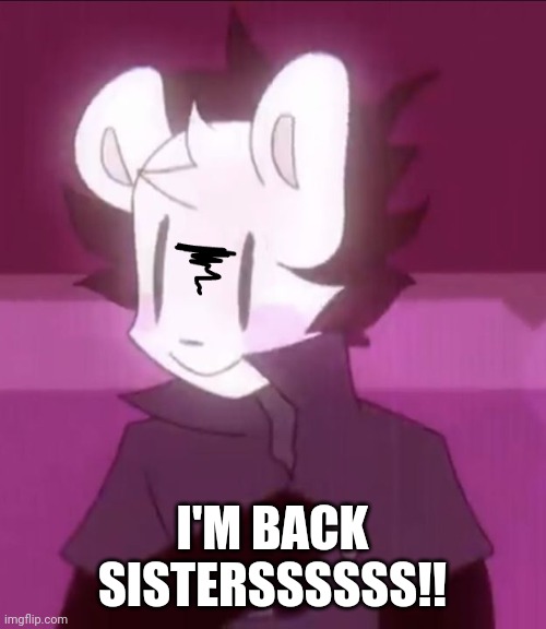 Michael Afton "Huh?" | I'M BACK SISTERSSSSSS!! | image tagged in michael afton huh | made w/ Imgflip meme maker