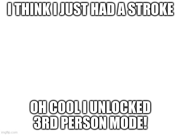 I THINK I JUST HAD A STROKE OH COOL I UNLOCKED 3RD PERSON MODE! | made w/ Imgflip meme maker