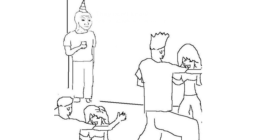 High Quality Wojak At A Party Blank Meme Template