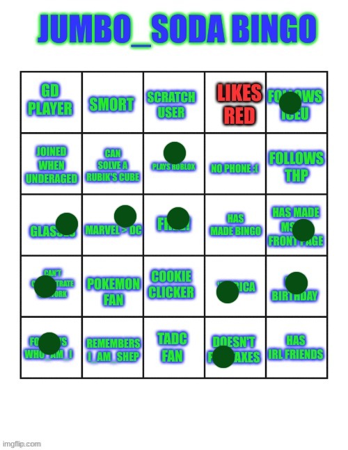 jumbo_soda bingo | image tagged in jumbo_soda bingo | made w/ Imgflip meme maker