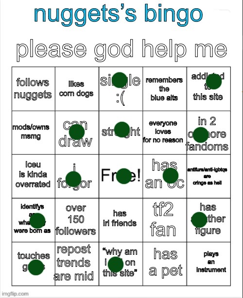 I'm just doing these bc I'm bored | image tagged in nuggets s bingo | made w/ Imgflip meme maker