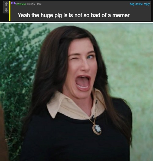 Yeah the huge pig is is not so bad of a memer | image tagged in joke kewlew comment template | made w/ Imgflip meme maker