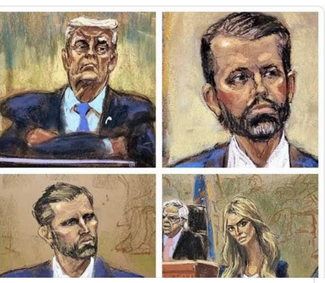 High Quality Trump Family courtroom sketches Blank Meme Template