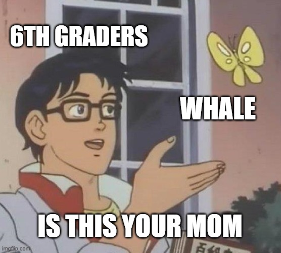 yo mama so fat... | 6TH GRADERS; WHALE; IS THIS YOUR MOM | image tagged in memes,is this a pigeon,joe mama | made w/ Imgflip meme maker