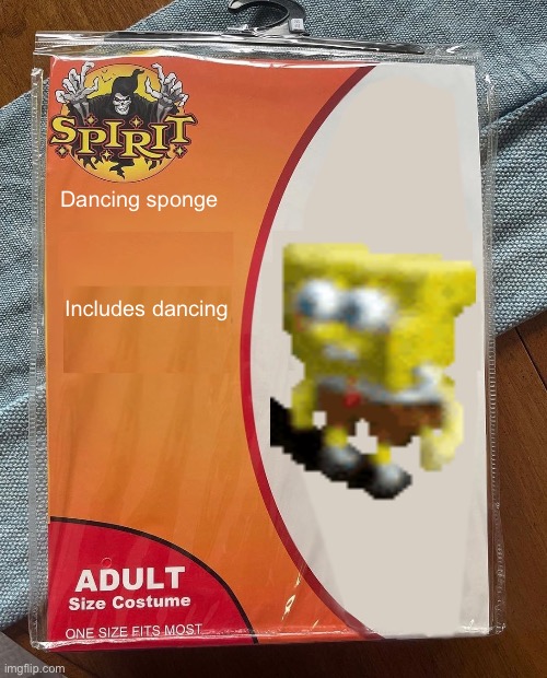 Spirit Halloween | Dancing sponge; Includes dancing | image tagged in spirit halloween | made w/ Imgflip meme maker