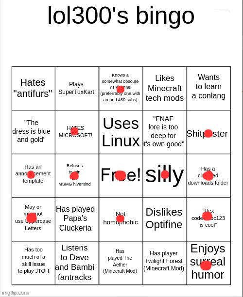 lol300's Bingo | image tagged in lol300's bingo | made w/ Imgflip meme maker